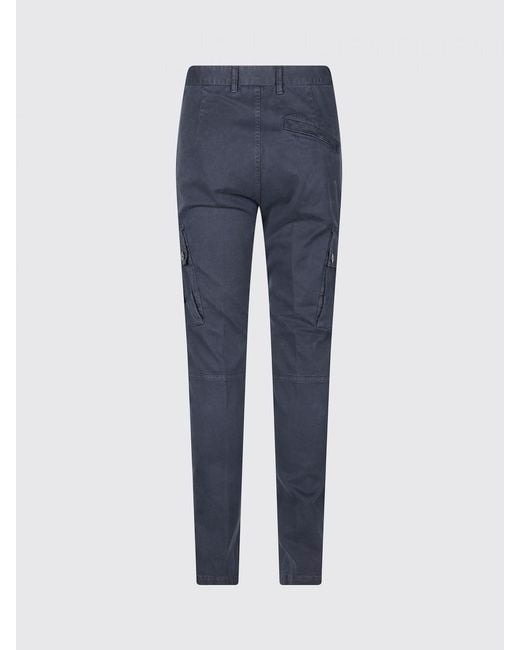 Stone Island Blue Stretch Organic Cotton Cargo Trousers With Compass Logo for men