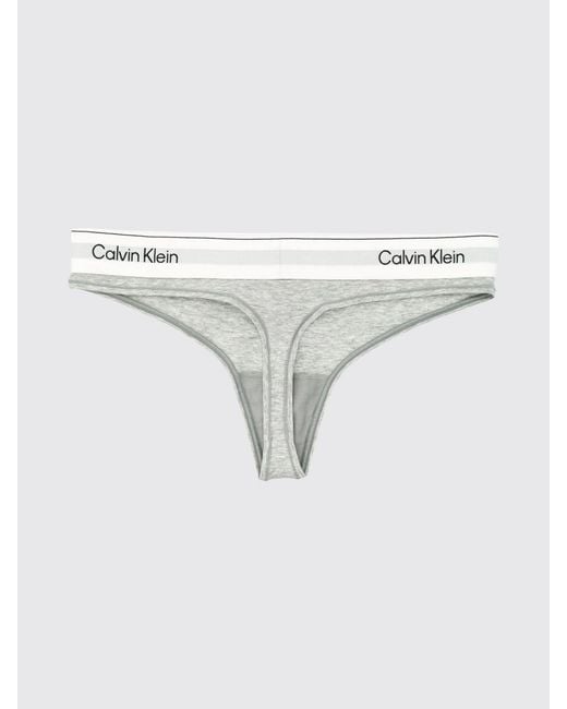 Calvin Klein Natural Cotton And Modal Blend Thong With Logo Waistband