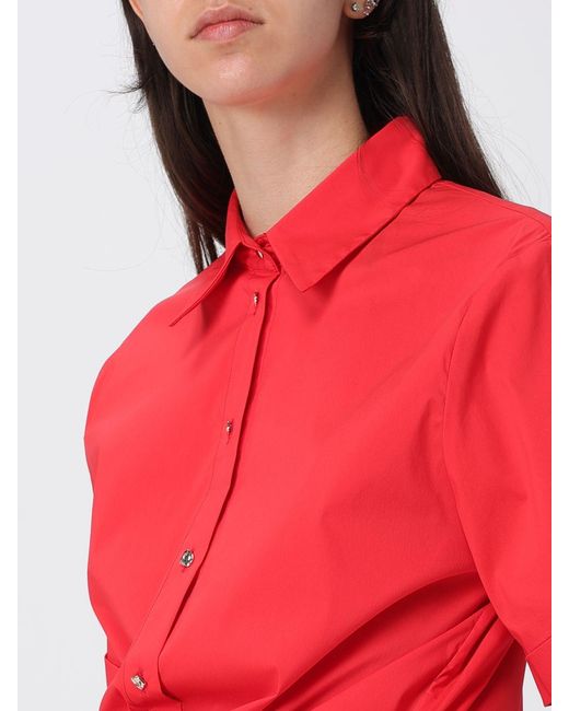 Liu Jo Red Cropped Cotton Shirt