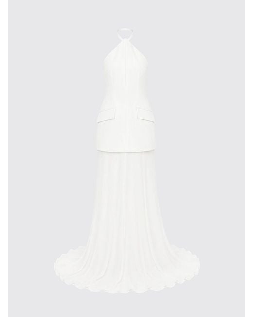 Sportmax White Crêpe Pleated Dress