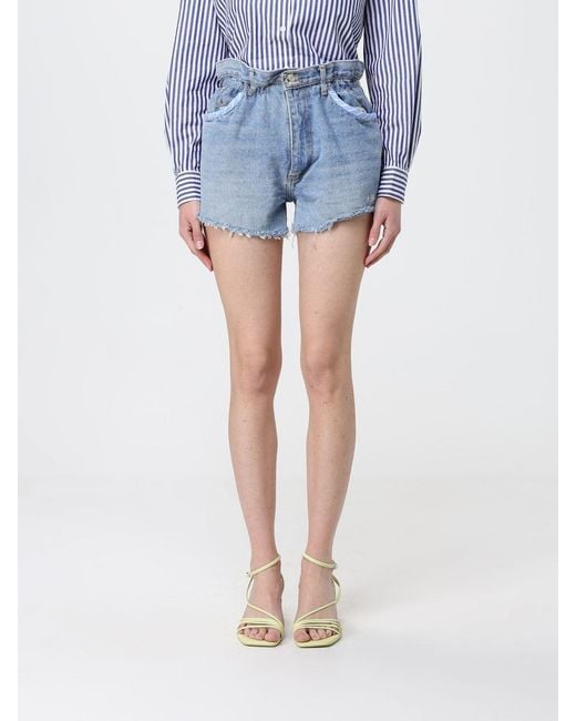 Mc2 Saint Barth Blue Denim Shorts With Animalier Inserts