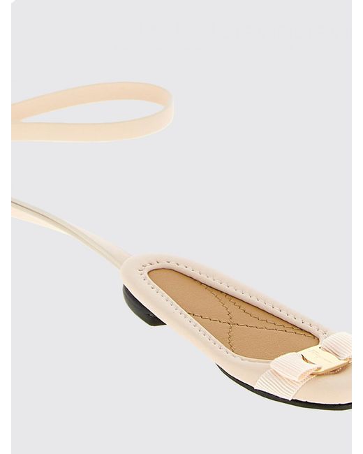 Ferragamo White Varina Calfskin Leather Keyring for men