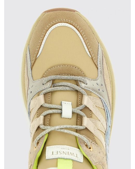 Twinset White Nylon And Suede Sneakers