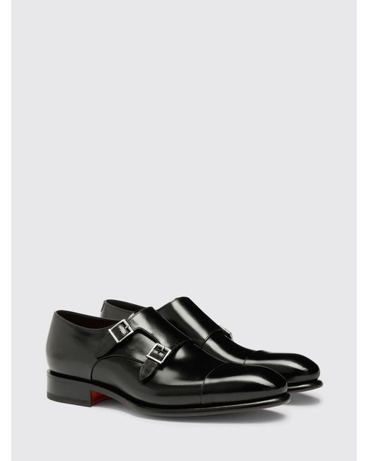 Santoni White Brushed Leather Monk Strap for men