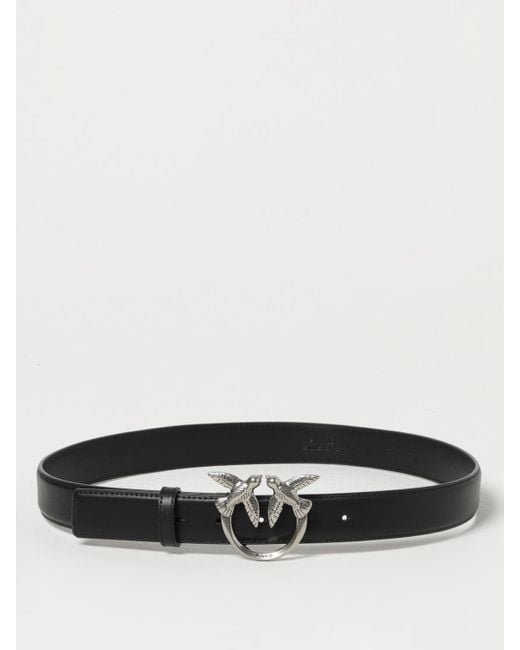 Pinko White Love Birds Leather Belt