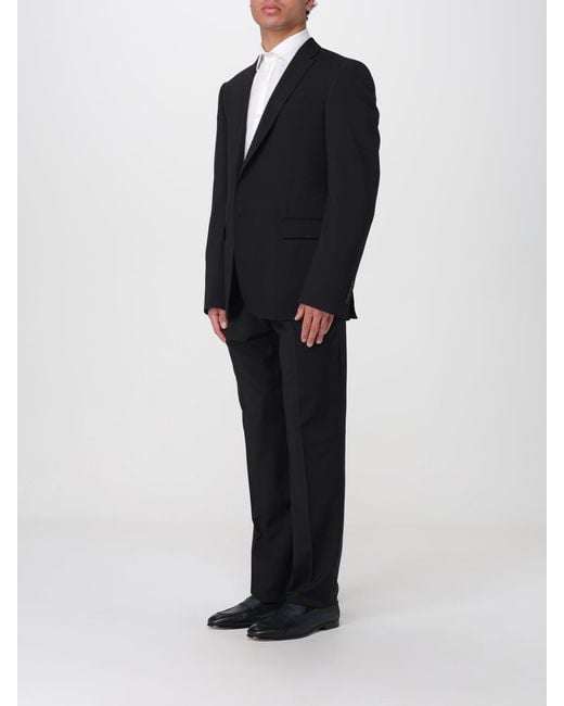 Emporio Armani Black Single-Breasted Virgin Wool Suit for men