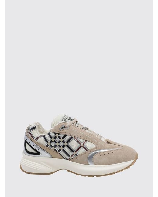 Burberry White Eclipse Suede And Fabric Check Low-Top Sneakers