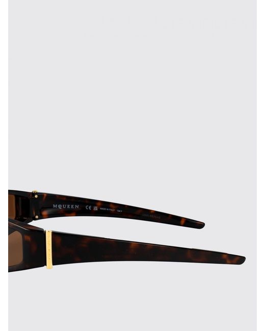 McQueen White Shield Sunglasses Tortoise Lenses for men
