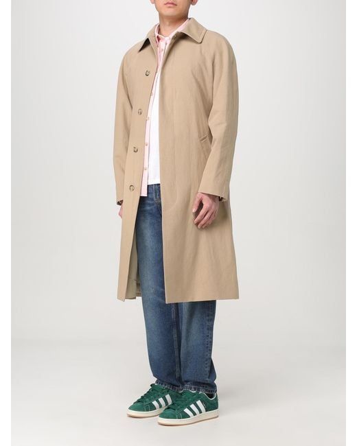 A.P.C. Natural Classic Long Coat Minimalist Style for men