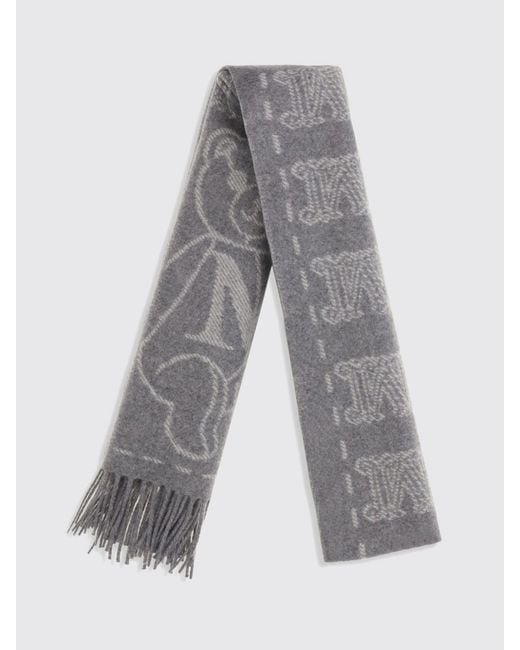Estola Charme De Cachemira Con Monograma Jacquard Y Bajo Desflecado Max Mara de color Gray