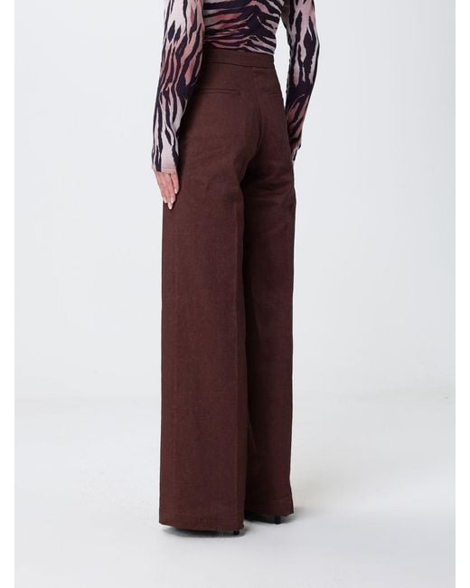 Pinko Red Linen Blend Palazzo Trousers