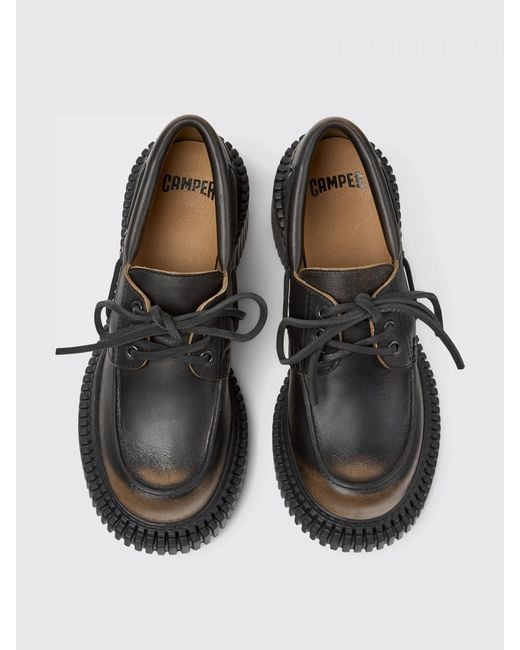 Camper White Pix London Aged Leather Loafers