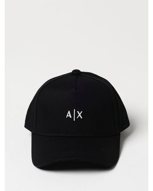 Cappello in cotone con logo ricamato di Armani Exchange in Black da Uomo