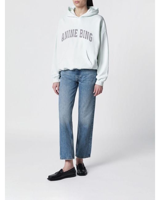 Anine Bing White Cotton Hoodie With Logo