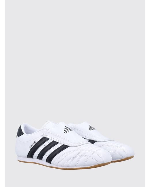 Adidas Originals White Taekwondo Quilted Leather Slip-On Sneakers With 3-Stripes Logo