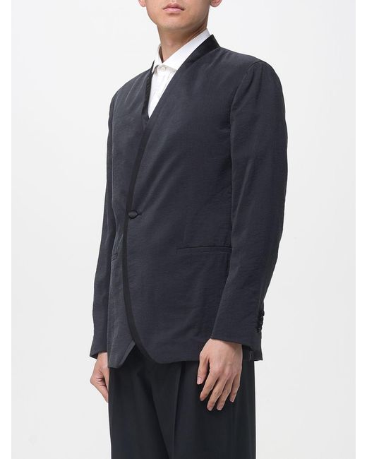 Giorgio Armani Blue Washed Silk Blend Blazer for men