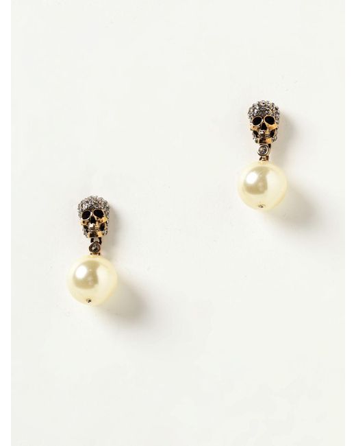 Orecchini Skull di Alexander McQueen in Natural