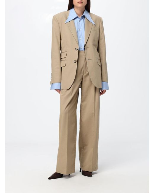 AMI Natural High-Waisted Wide-Leg Cotton Palazzo Trousers