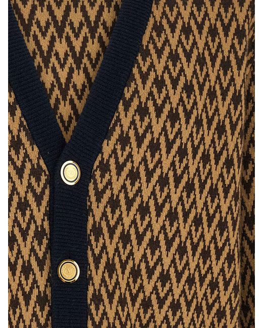 Valentino Garavani Blue Vlogo Jacquard Cashmere Cardigan for men