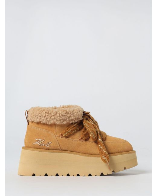 Karl Lagerfeld Brown Flat Ankle Boots