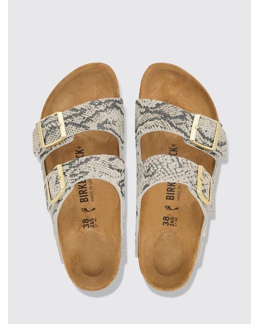 Birkenstock White Arizona Python Print Suede Sandals With Buckles