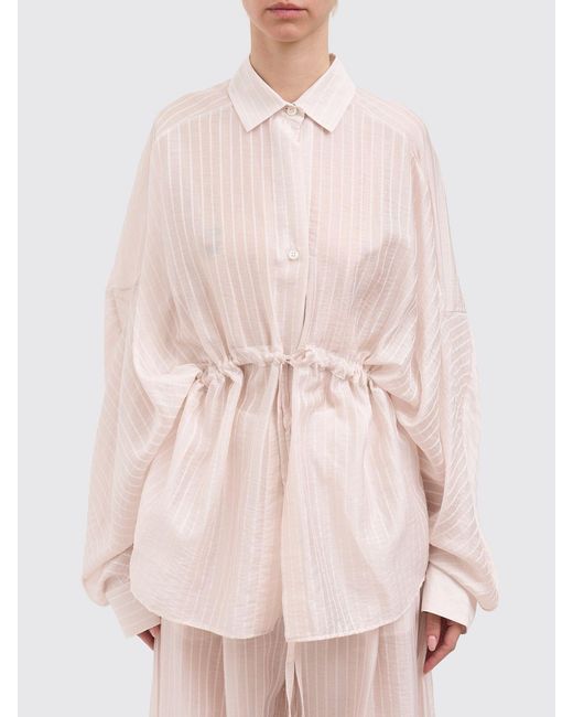 Thelatest Pink Dalila Striped Muslin Shirt