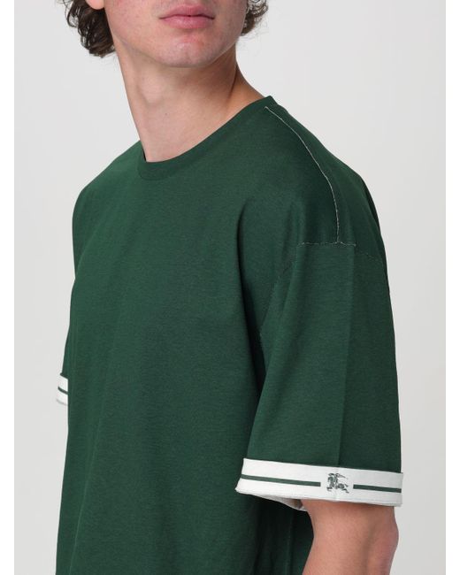 T-shirt in cotone di Burberry in Green da Uomo