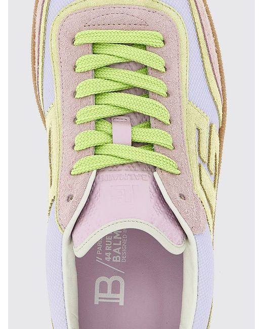Balmain White Swan Suede And Mesh Sneakers