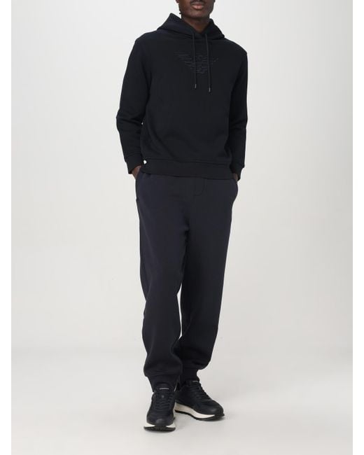 Emporio Armani Blue Eagle Logo Hoodie for men