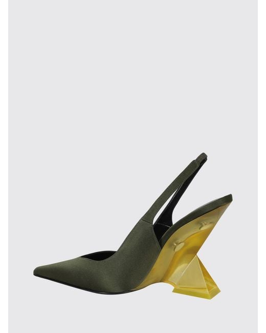 The Attico White Cheope Satin Slingback Pumps With A High Sculptural Wedge