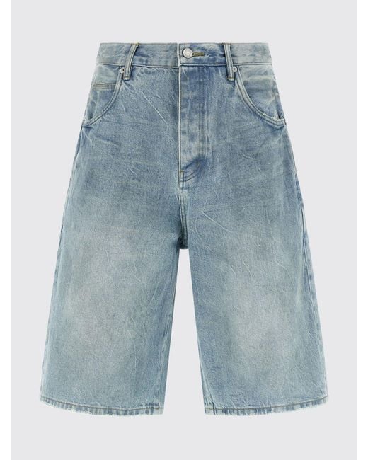Purple Blue 5-Pocket Knee-Length Cotton Denim Shorts for men