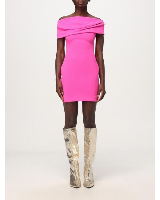Solace London Pink Offshoulder Mini Dress Draped Detail