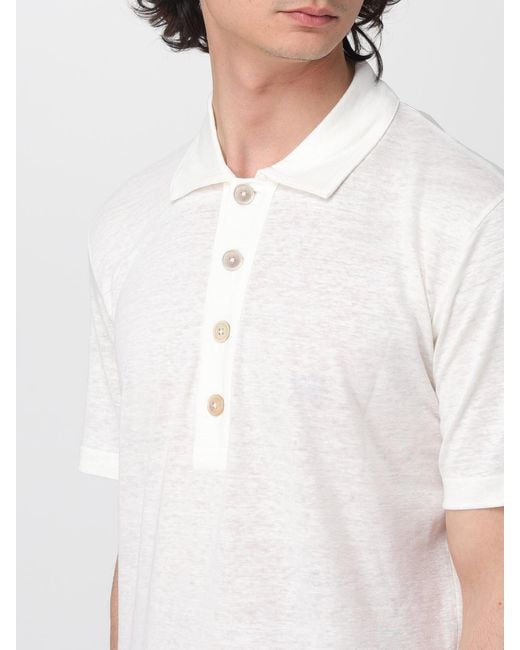 Eleventy White Linen Polo Shirt for men