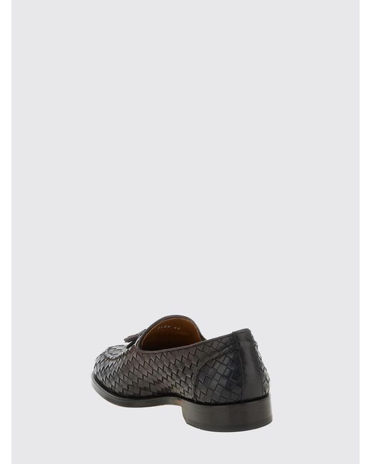Doucal's White Woven Calfskin Leather Loafers With Tassels And Leather Sole for men