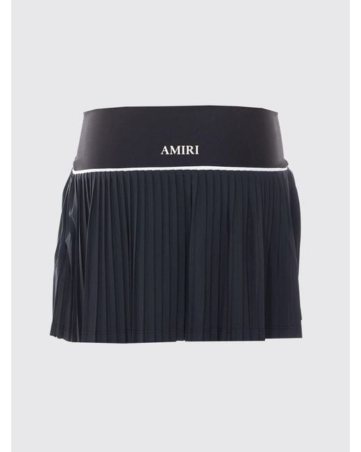 Amiri Black Pleated Jersey Mini Skirt With Embroidered Monogram
