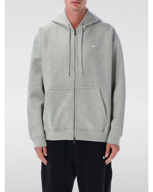 Nike Gray Cotton Blend Hooded Sweatshirt for men