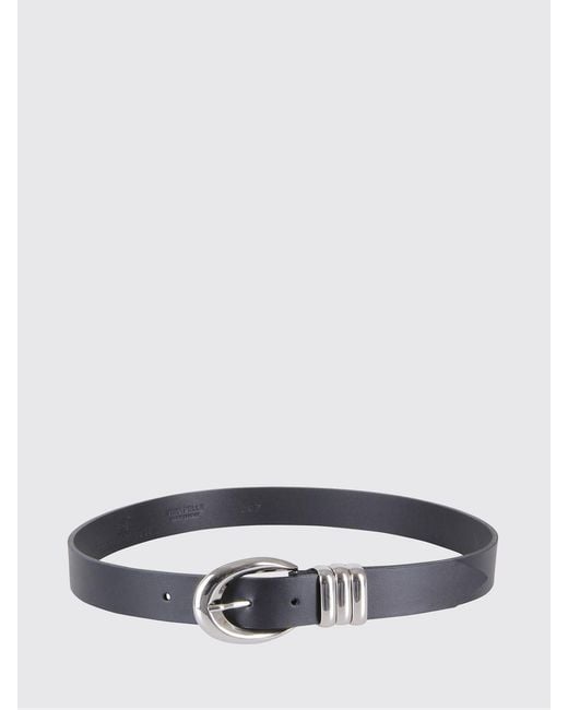 FEDERICA TOSI Gray Emily Smooth Leather Belt With Pin Buckle