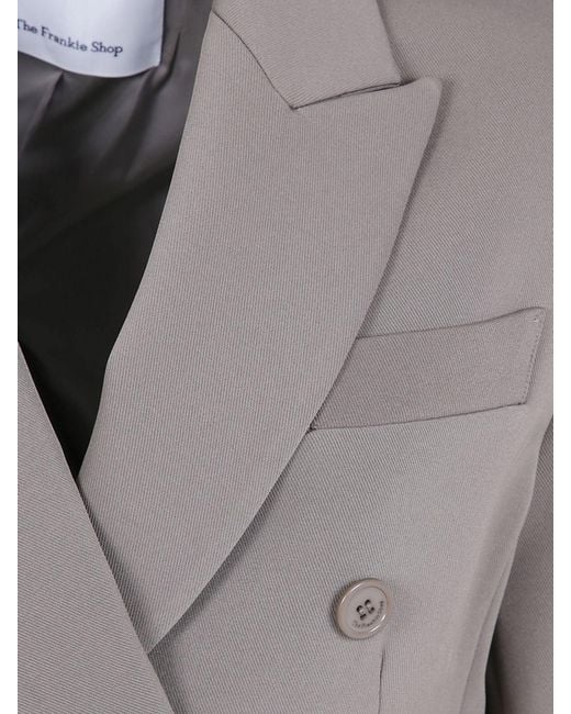 Frankie Shop Gray Cropped Double-Breasted Blazer
