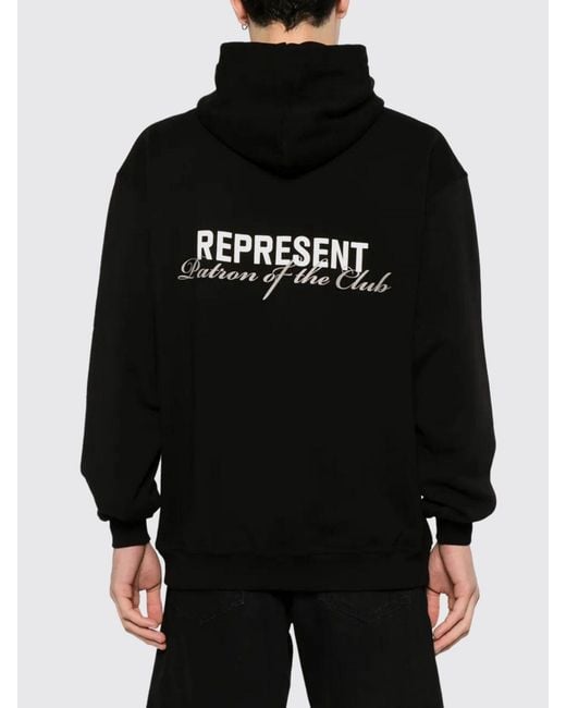 Represent Black Cotton Logo Hoodie for men