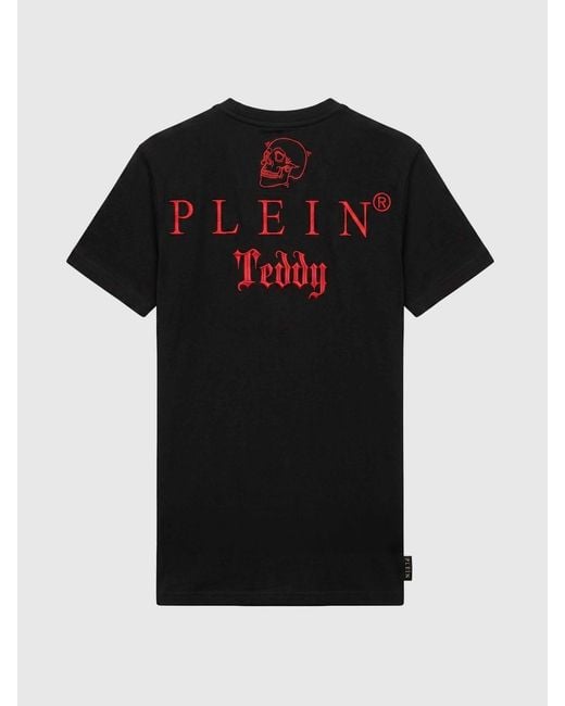 Philipp Plein Black Slim Fit Teddy Bear Print Cotton T-Shirt for men
