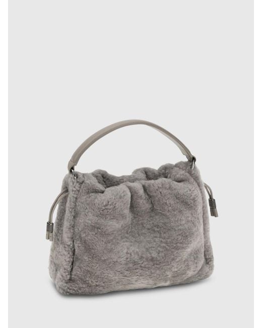 Brunello Cucinelli Gray Shoulder Bag