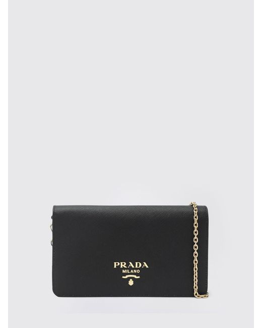 Prada Gray Saffiano Leather Bag With Logo