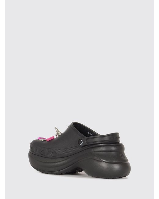 Balenciaga Black Eva Sabot Mules With Metallic Studs And Monogram Charm