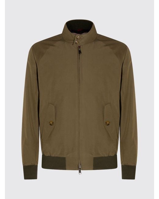 Baracuta Brown Cotton Blend Bomber Jacket With High Collar And Zip Closure for men