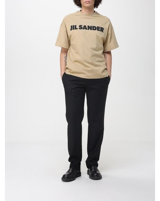 Jil Sander Natural Cotton T-Shirt With Logo for men