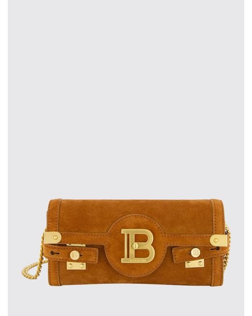 Balmain Brown B-Buzz Suede Bag
