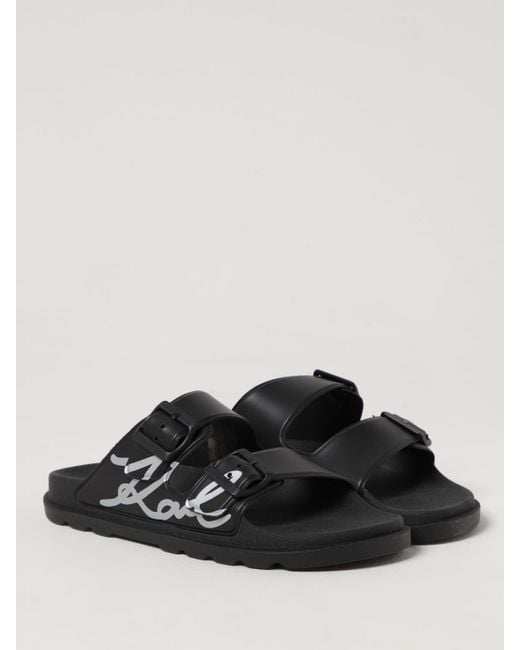 Karl Lagerfeld Black Signature Slides Sandals