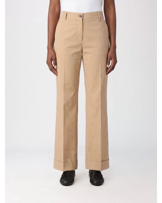 Alberto Biani Natural High-Waisted Wide-Leg Cotton Trousers