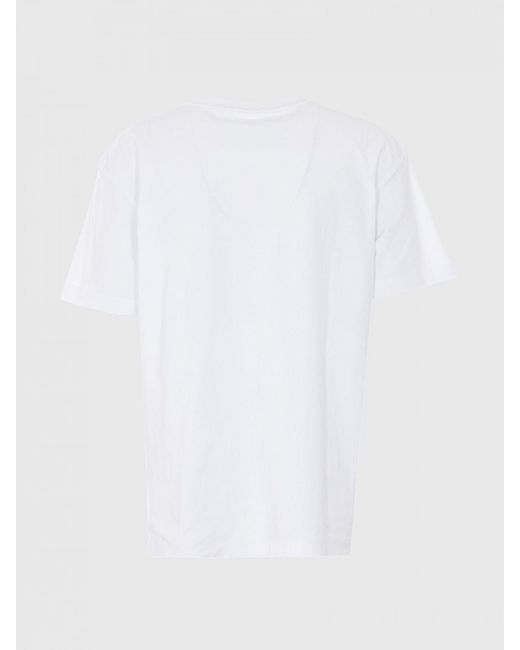 Purple White Graphic Print Cotton T-Shirt With Contrasting Logo for men