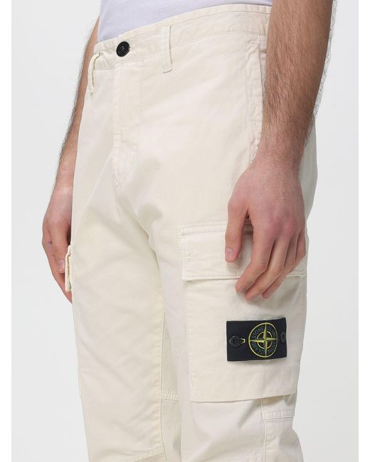 Stone Island Natural Cotton Cargo Trousers for men